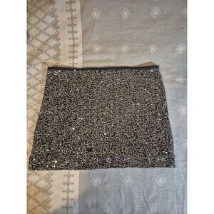 Express Sequin Mini Skirt Silver and Gray Party Stretch Size Medium